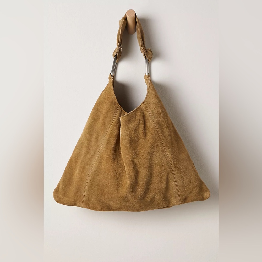 NWT FREE PEOPLE Bobbi Slouch Suede Tote | Sand MSRP $98 - Picture 5 of 11